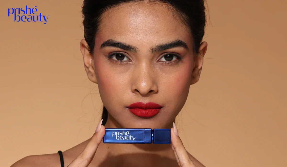 Side by side comparison of matte vs glossy lipstick finish on lips