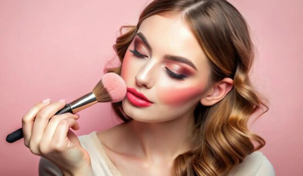 Step-by-step guide showing where to apply blush and highlighter on face for beginners