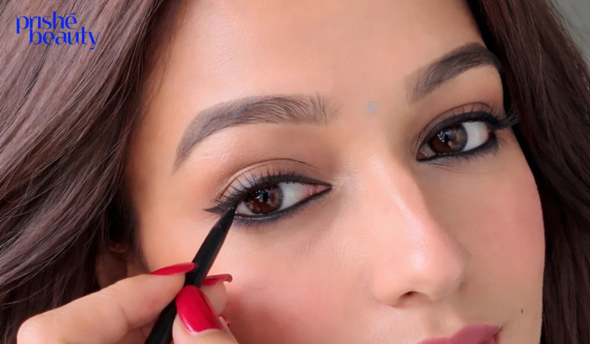 Beginner guide showing how to use kajal perfectly step by step